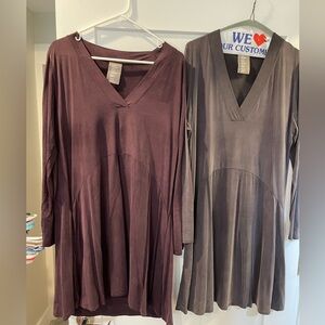 Dolan 2 long sleeved soft dresses, purple and gray, size L
